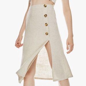 Bershka Linen Midi Skirt